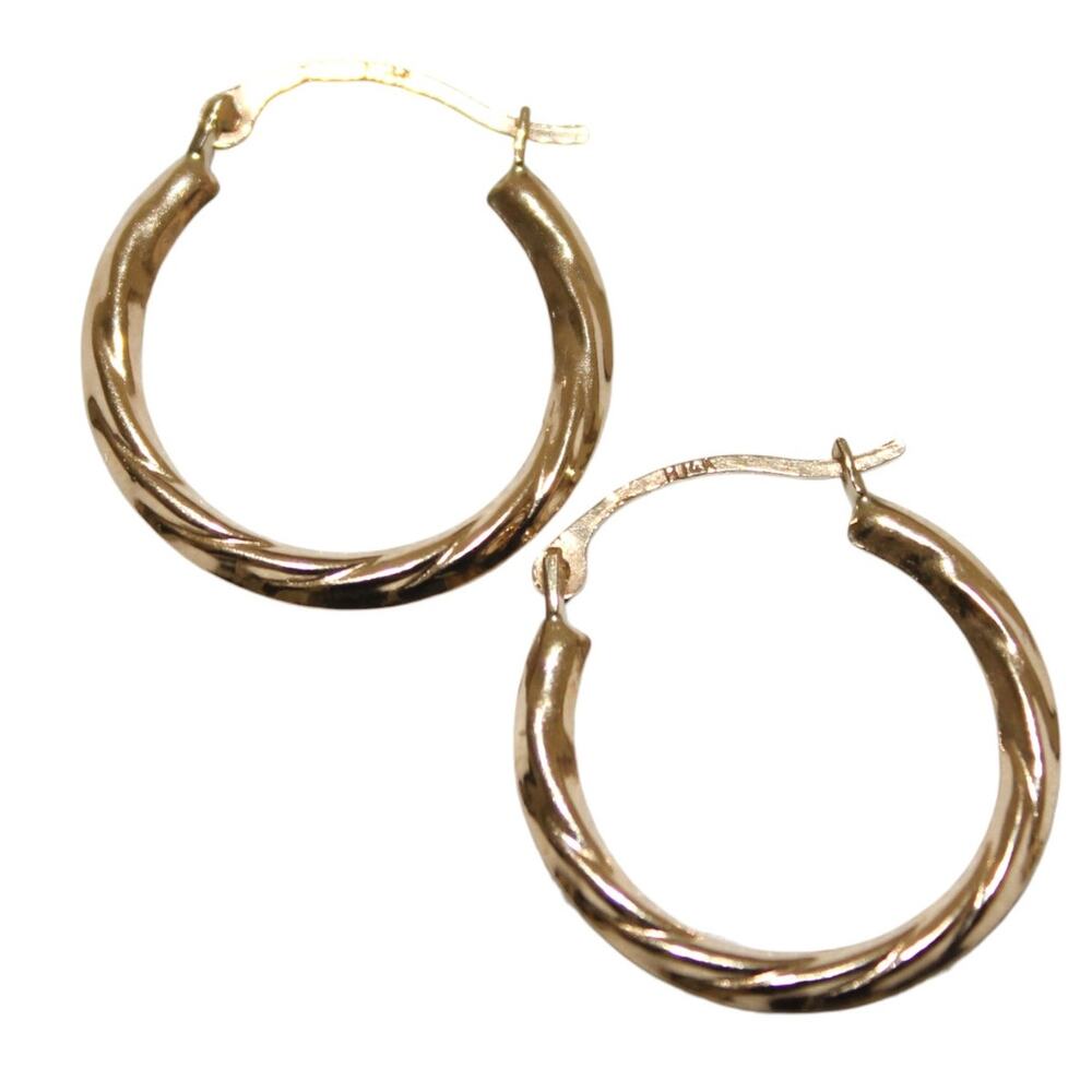 14K Solid Gold 585 Dainty Lightweight Hoop Earrings